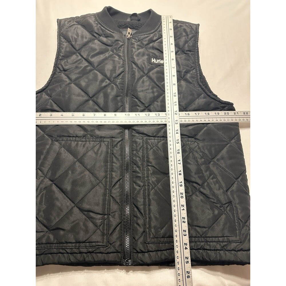 Hurley Vest Men's Small Malone Thermalwall Black Full Zip Quilted Pockets Sherpa - Picture 7 of 10